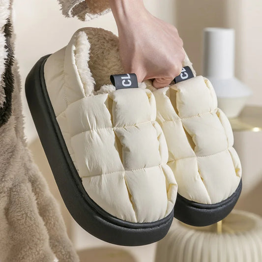 Ladies Block plush slippers velvet winter women shoes daily indoor home unisex fur slides men's slipper shoes