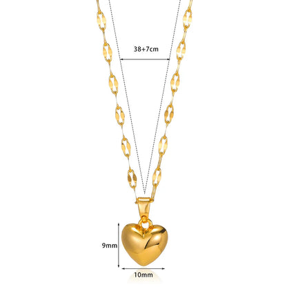Stainless Steel Love Heart Necklace For Women 2023 New Trendy Lip Chain Simple Pendant Necklace Jewelry Gift Wholesalers